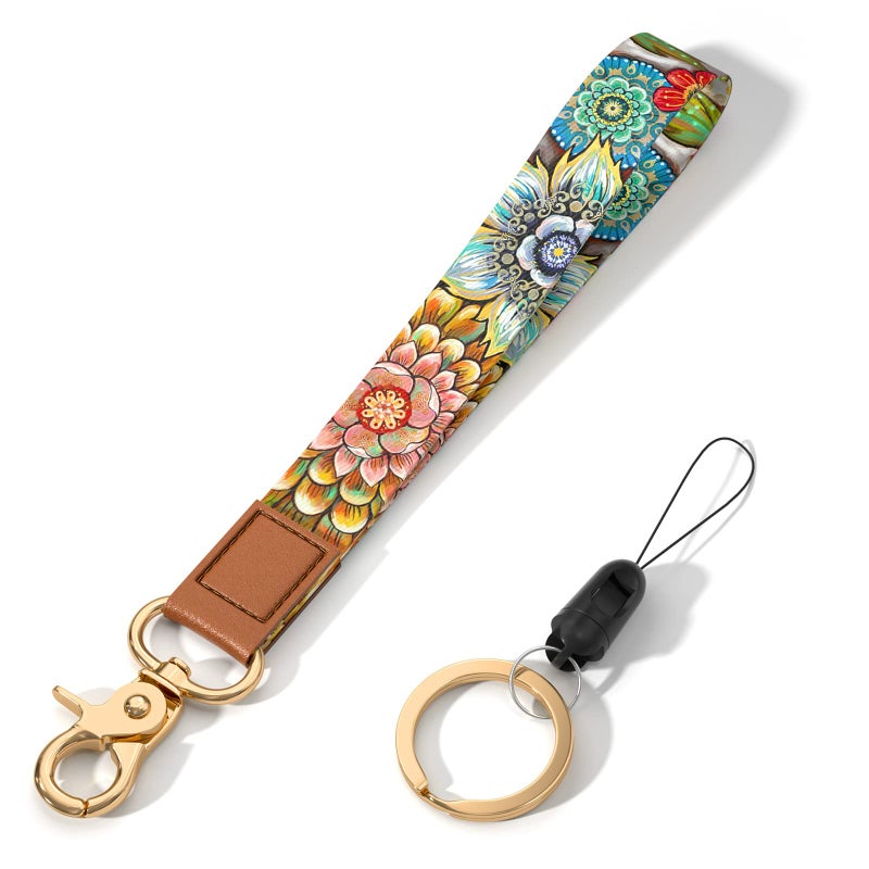 Hsxnam Wrist Lanyard Key Chain  Cute Wristlet Strap Keychain Holder for Women Car Keys Airpods ID Badges Phone  Beauty Mandala - Image 1